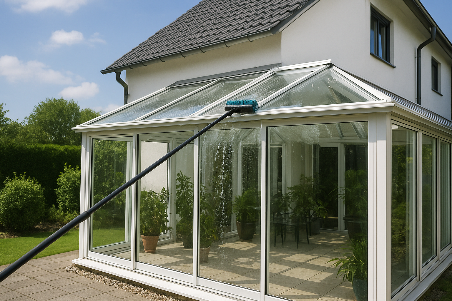 Wintergarten Fulda – Reinigung in Arbeit